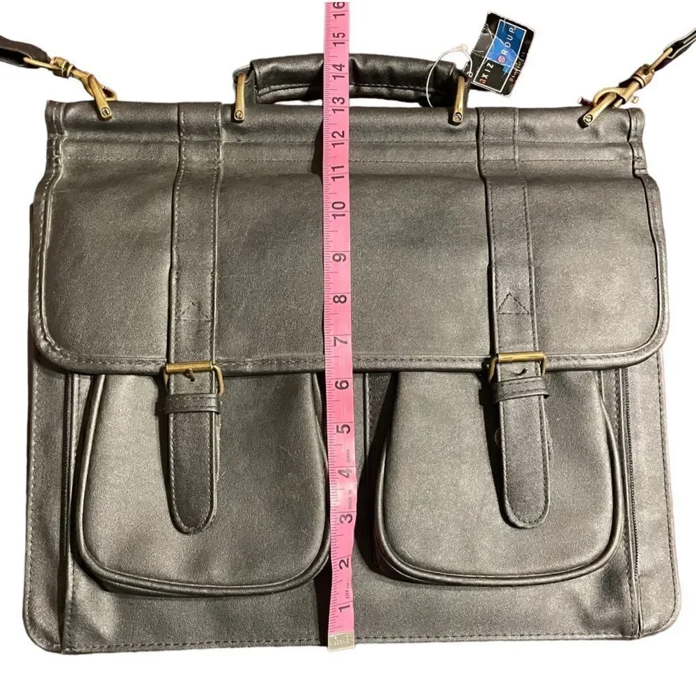 Leather look black laptop briefcase messenger  bag -NWT